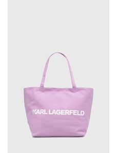 Karl Lagerfeld borsa a mano in cotone colore violetto