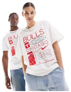 Nike Basketball - NBA Chicago Bulls - T-shirt unisex bianca con stampe e logo rossi-Bianco