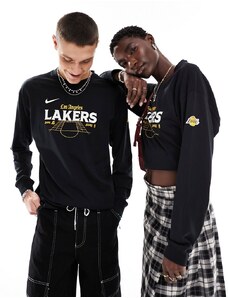 Nike Basketball - NBA Unisex LA Lakers - Maglietta a maniche lunghe unisex nera con grafica-Nero