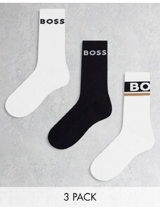 BOSS - Bodywear - Confezione da 3 paia di calzini bianchi e neri con logo-Multicolore