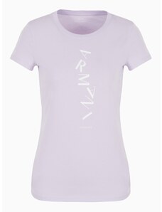 T-shirt lilla donna armani exchange in jersey di cotone logo verticale 3dyt49 s