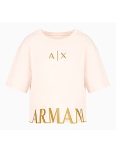 T-shirt cropped rosa donna armani exchange con maxi logo sul profilo 3dytag s