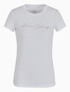 T-shirt bianca donna armani exchange slim fit logo glitter 3dyt27 s