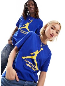 Nike Basketball - NBA - T-shirt unisex blu navy e gialla con logo dei Golden State Warriors