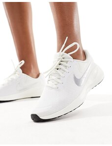 Nike Running - Revolution 7 - Sneakers bianche e argento-Bianco