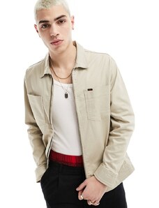 Lee - Chetopa - Camicia giacca comoda in twill di cotone color pietra con zip sul davanti-Neutro