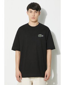 Lacoste t-shirt in cotone colore nero con applicazione