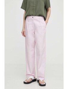 Samsoe Samsoe pantaloni in lino misto colore rosa