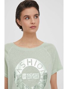 Mos Mosh maglietta con aggiunta di lino colore verde
