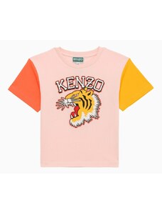 KENZO T-shirt rosa in cotone con stampa logo