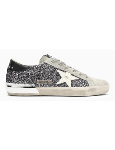 Golden Goose Sneaker Super-Star con glitter grigio antracite/bianca/nera