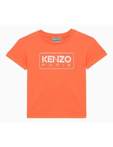 KENZO T-shirt arancione papavero in cotone con logo