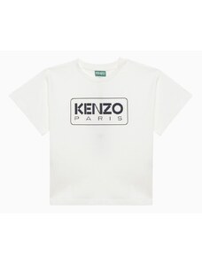KENZO T-shirt avorio in cotone con logo