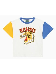 KENZO T-shirt avorio in cotone con stampa logo