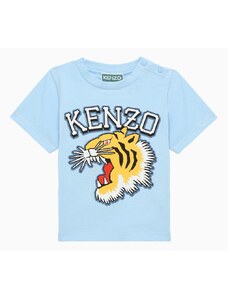 KENZO T-shirt azzurra in cotone con stampa logo