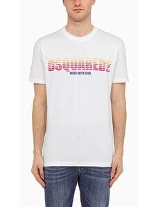 Dsquared2 T-shirt bianca con logo multicolor