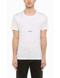 Saint Laurent T-shirt girocollo bianca con stampa logo