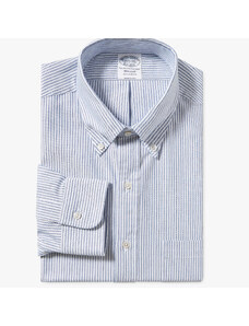 Brooks Brothers Camicia blu a righe regular fit Oxford americano con collo button-down - male Camicie eleganti Blu e Bianco 16H
