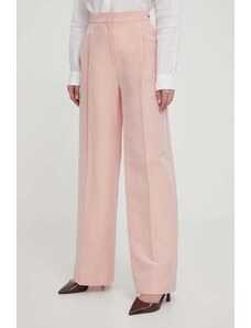 Barbour pantaloni in lino misto colore rosa