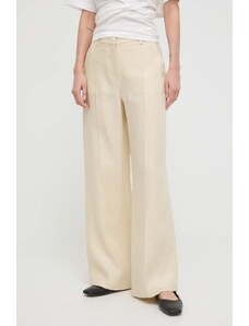 Weekend Max Mara pantaloni in lino colore beige