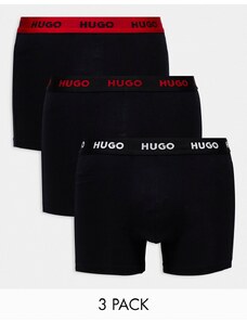 Hugo Red HUGO Bodywear - Confezione da 3 boxer neri con elastico in vita con logo-Nero