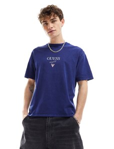 Guess Originals - T-shirt unisex blu con logo stampato