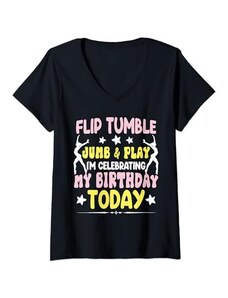 Funny Gymnastics Birthday Gifts Donna Flip Tumple Jump And Play Divertente Ginnastica Ritmica Compleanno Maglietta con Collo a V