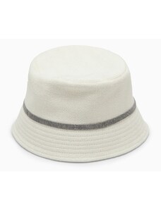 Brunello Cucinelli Cappello bucket bianco in cotone e lino