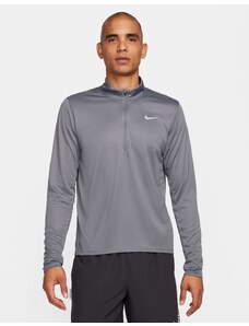 Nike Running - Dri-FIT Pacer - Top con zip corta grigio