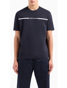 T-shirt blu uomo armani exchange regular fit strip logo 3dztlg s