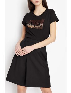 T-shirt nera donna armani exchange slim fit logo con strass 8nytdl s