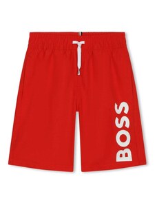 HUGO BOSS KIDS Costume boxer rosso neonato logo verticale