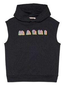 MARNI KIDS Felpa smanicata nera logo Rainbow 3d