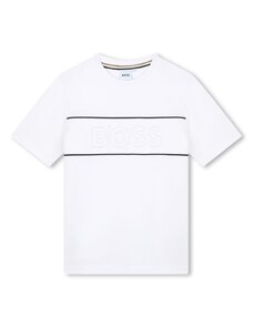 HUGO BOSS KIDS T-shirt bianca logo ricamo