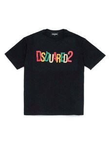 DSQUARED KIDS T-shirt nera logo multicolor