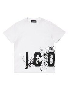 DSQUARED KIDS T-shirt bianca dsq2 Icon effetto vernice