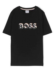HUGO BOSS KIDS T-shirt nera logo 3D