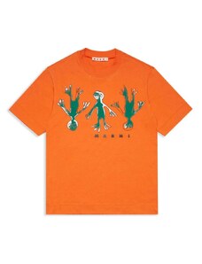 MARNI KIDS T-shirt arancione stampa frog