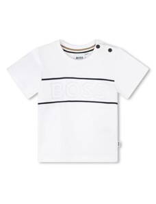 HUGO BOSS KIDS T-shirt bianca neonato logo ricamo