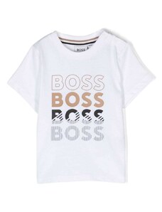 HUGO BOSS KIDS T-shirt bianca neonato logo loop
