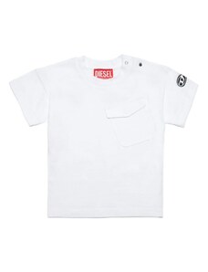 DIESEL KIDS T-shirt bianca neonato con taschino
