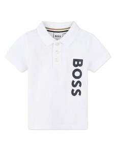 HUGO BOSS KIDS Polo bianca neonato logo verticale
