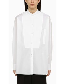 Stella McCartney Camicia bianca in cotone con collo serafino