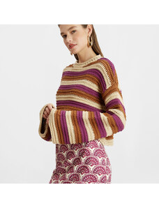 La DoubleJ Knitwear gend - Crop Sweater Multicolor Ivory L 55%Cotton 45%Polyamide