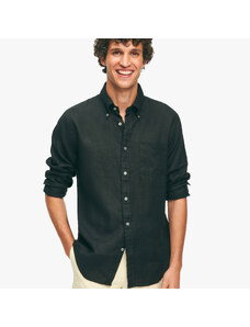 Brooks Brothers Camicia sportiva nera regular fit in lino con collo button-down - male Camicie sportive Nero XS