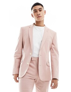 ASOS DESIGN - Giacca da abito skinny fit in misto lino rosa