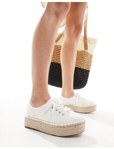 ASOS DESIGN - Jaden - Sneakers stile espadrilles in tela bianche con suola flatform-Multicolore