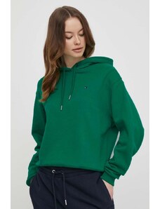 Tommy Hilfiger felpa in cotone donna colore verde con cappuccio