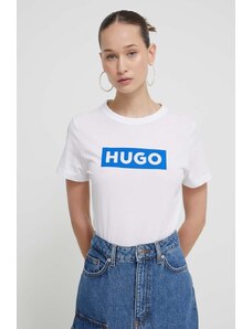 Hugo Blue t-shirt in cotone donna colore bianco