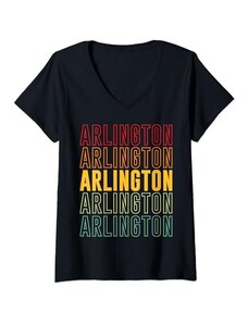 Arlington Apparel Donna Da Arlington, Retro Arlington Maglietta con Collo a V